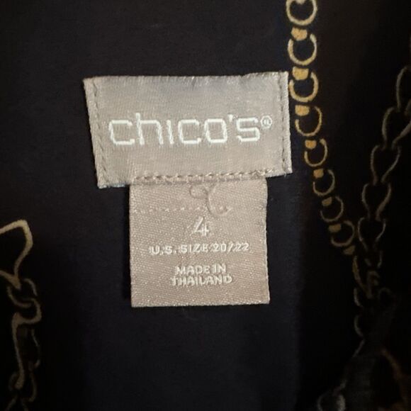 Ladies CHICO’S Sz 4 (XXL) Animal Print Chain Link BLOUSE Button Up Versace Vibes - Picture 2 of 5